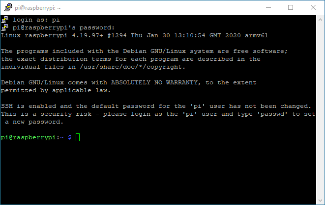 raspberry pi main ssh screen