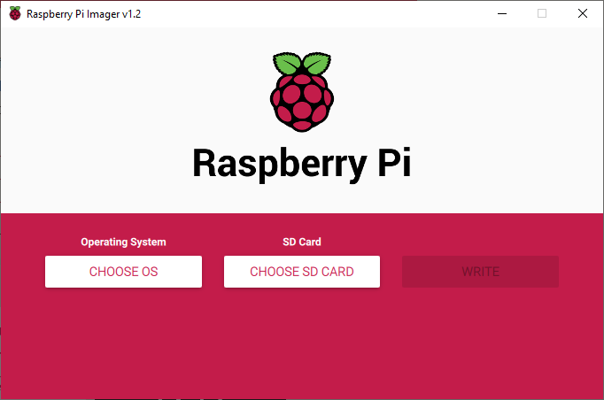 raspberry pi imager home screen