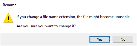 confirmation of file extension change