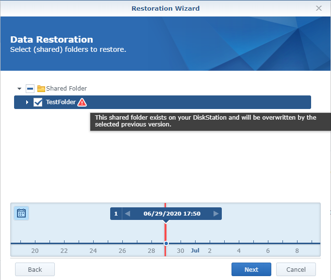 navigating backup in hyper backup