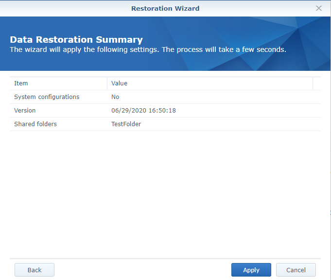 task restoration in hyper backup