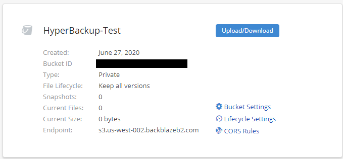 test b2 bucket created