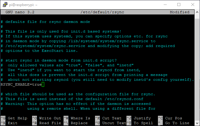 changing rsync_enable from false to true