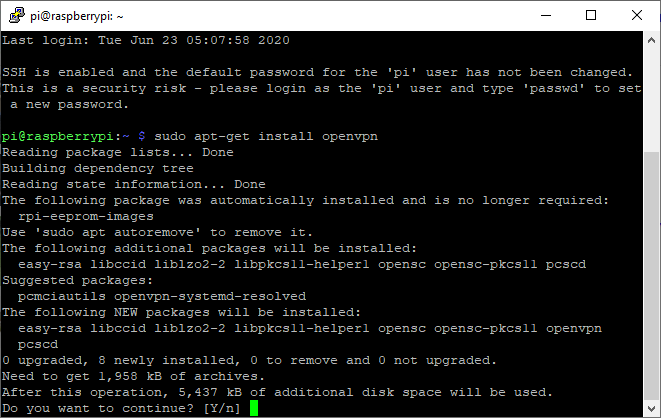 installing openvpn on raspberry pi