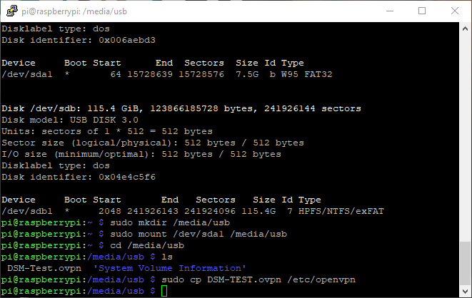 copying the openvpn file to use as a backup