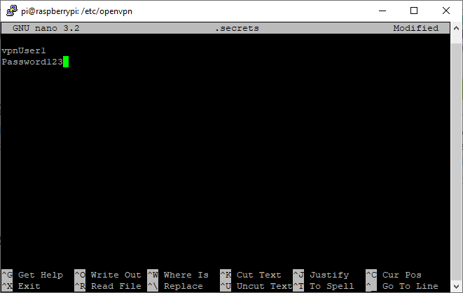 adding username/password to secrets file