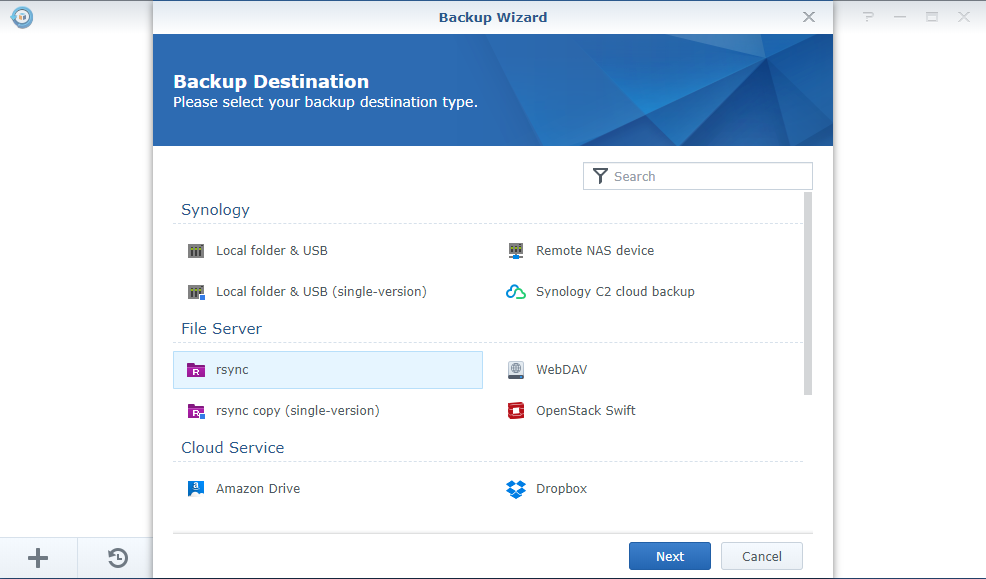 hyper backup rsync task creation