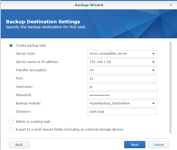 rsync setup creation