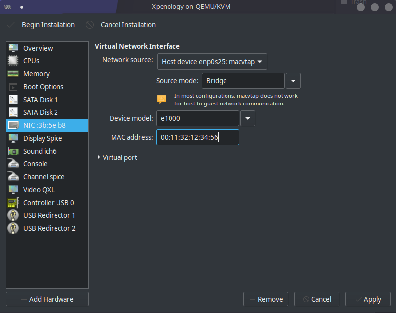 How to Install Xpenology on a Linux KVM/QEMU Virtual Machine! 9 NIC changes