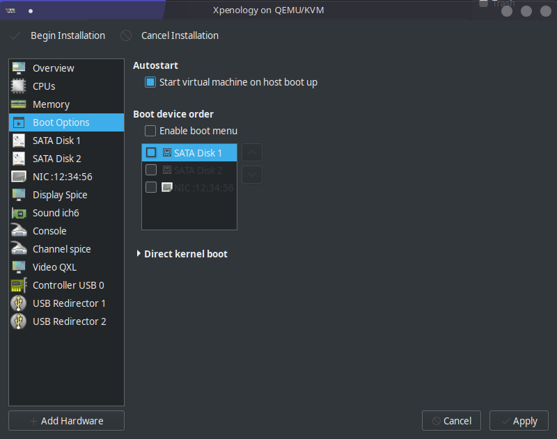 How to Install Xpenology on a Linux KVM/QEMU Virtual Machine! 10 boot order in kvm