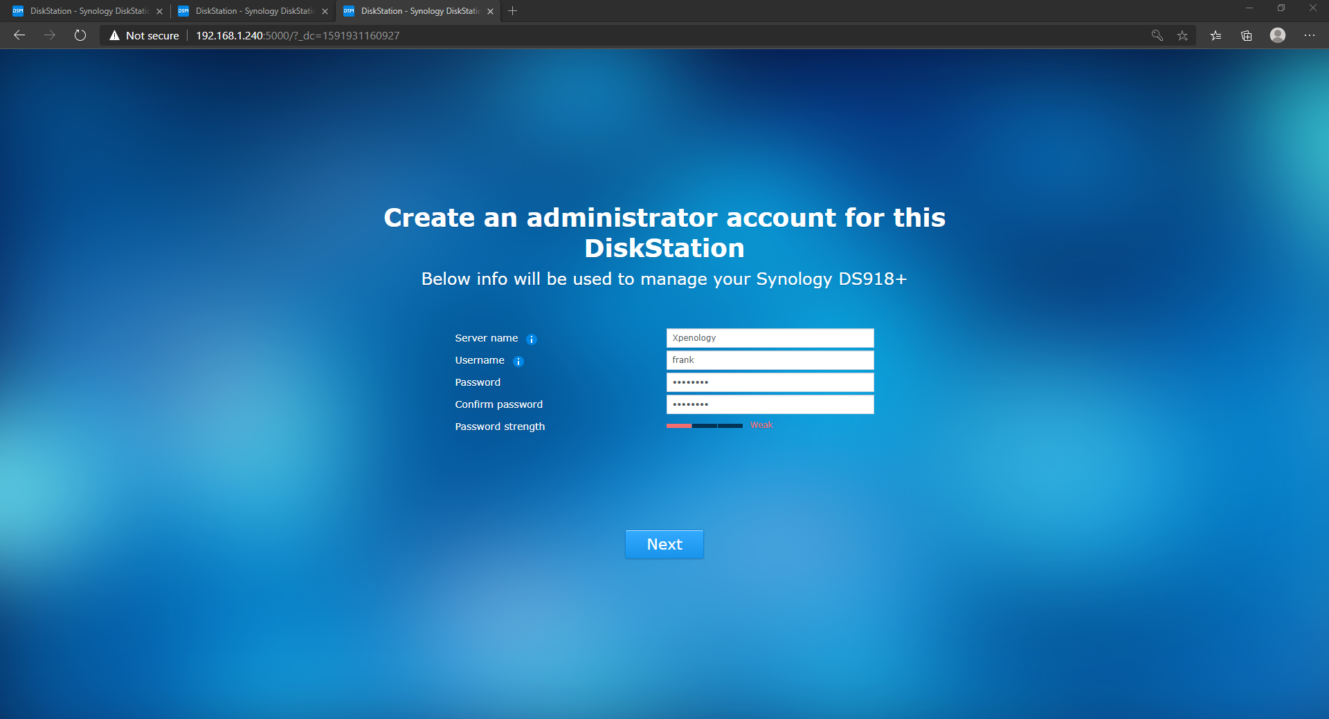 How to Install Xpenology on a Linux KVM/QEMU Virtual Machine! 19 name and account creation