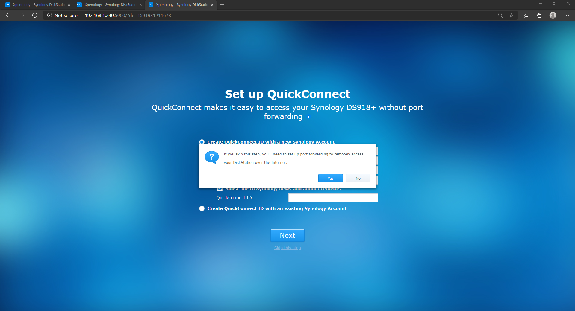 How to Install Xpenology on a Linux KVM/QEMU Virtual Machine! 20 quickconnect setup