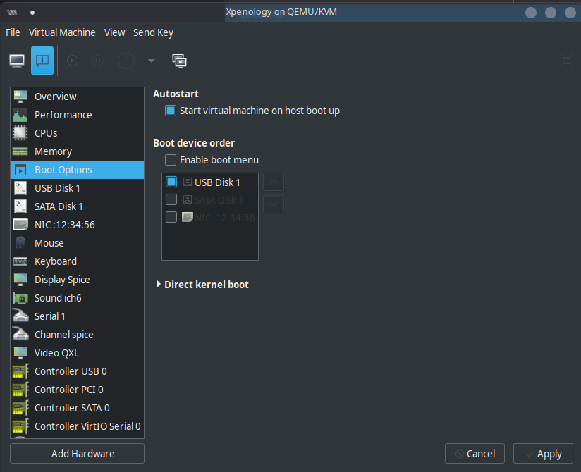 kvm start vm at boot