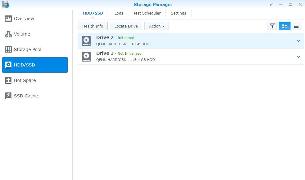 synology dsm hdd menu in storage manager