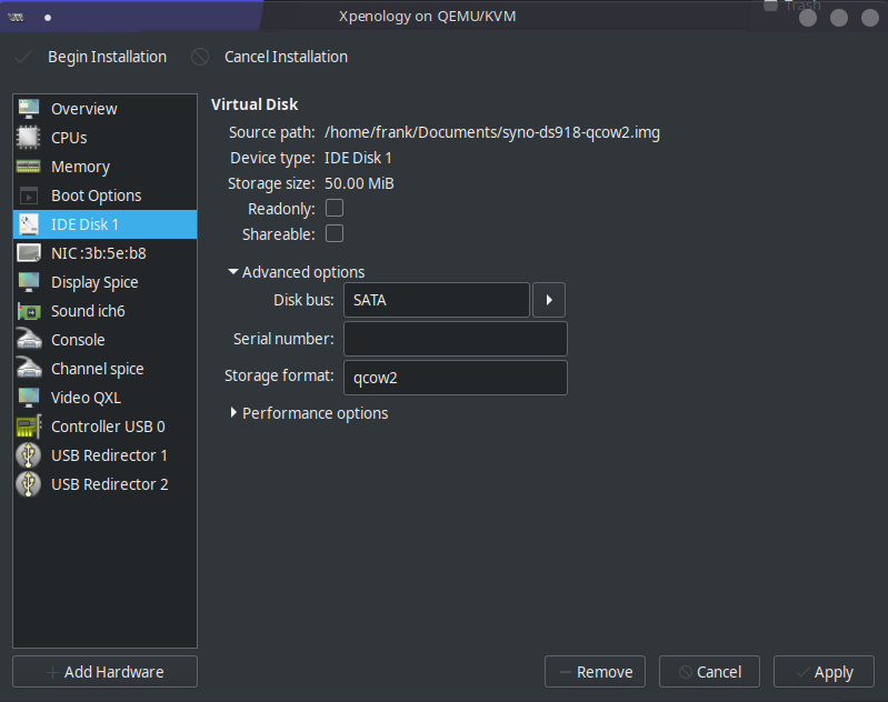 How to Install Xpenology on a Linux KVM/QEMU Virtual Machine! 7 hard disk changes in kvm