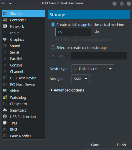 storage addition in kvm