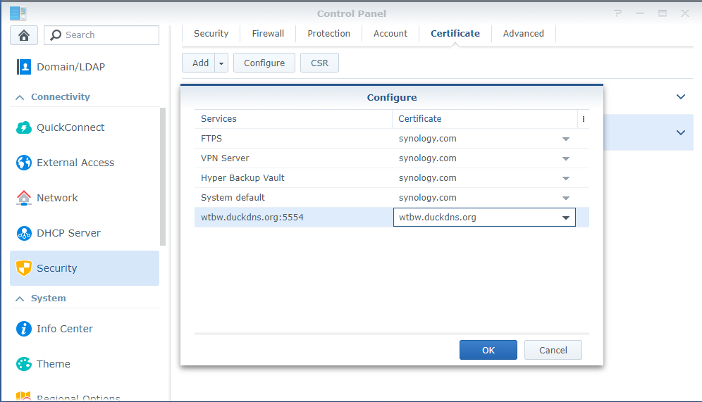 certificate configuration