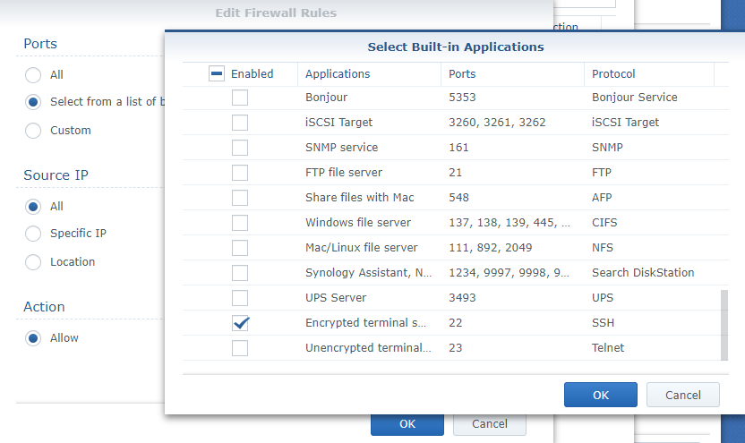 ssh firewall rule