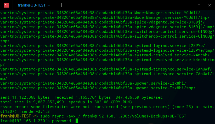 rsync command and password