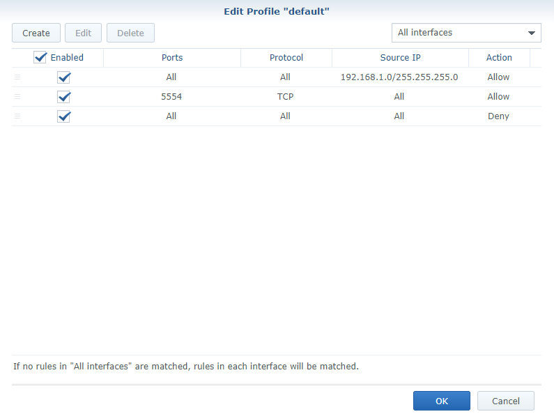 firewall listing of rules