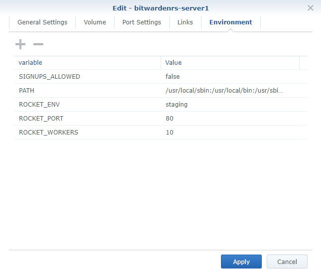 editing environment variable for docker container