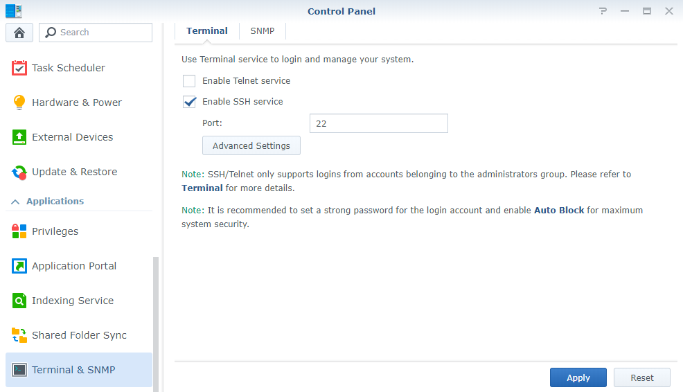 enabling ssh