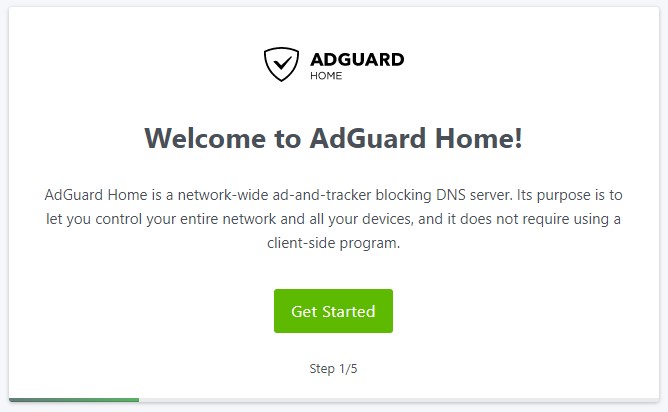 adguard home getting started page