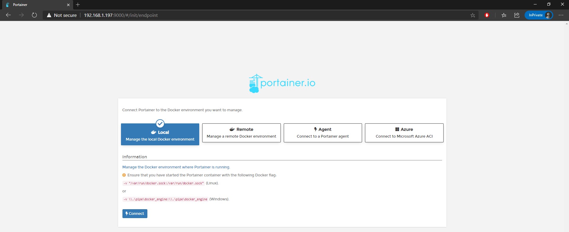 portainer raspberry pi - local docker environment