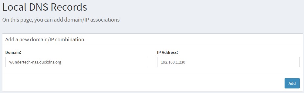 local dns settings in pi-hole