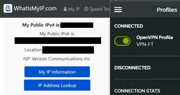 ipv4 address when connected to full-tunnel vpn