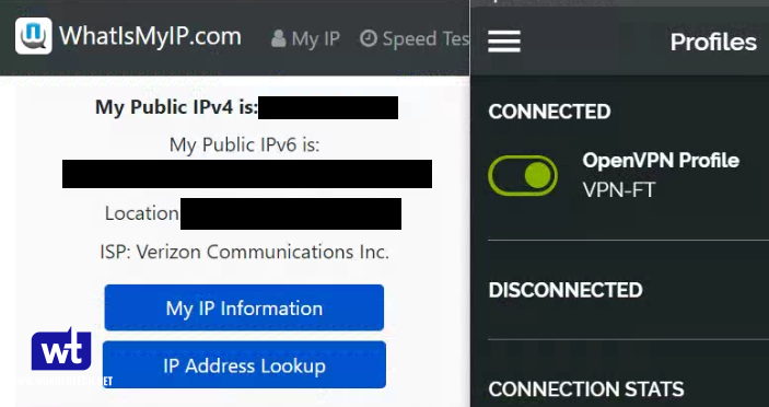 ipv4 address when connected to full-tunnel vpn