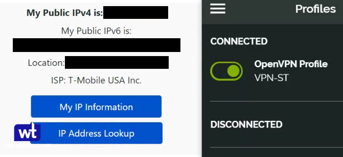 ipv4 address when connected to split-tunnel vpn