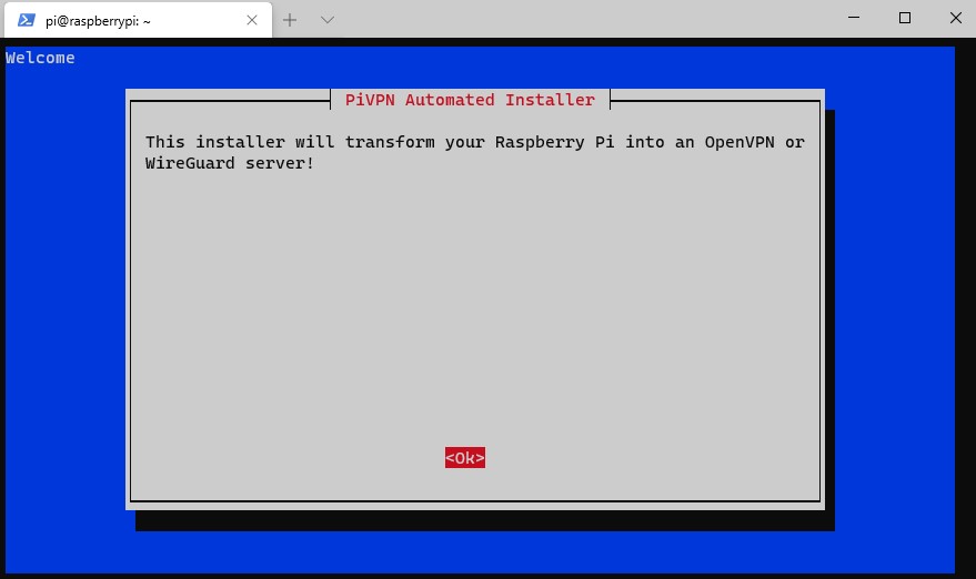 How to Set up a WireGuard VPN Server on a Raspberry Pi - pivpn automated installer screenshot.