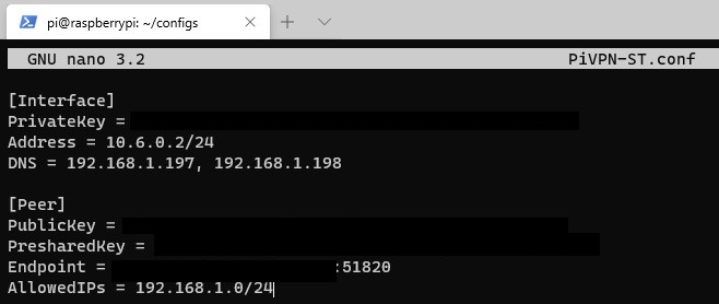 configuring a split-tunnel client