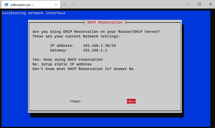 wireguard raspberry pi - viewing the dhcp reservation in pivpn