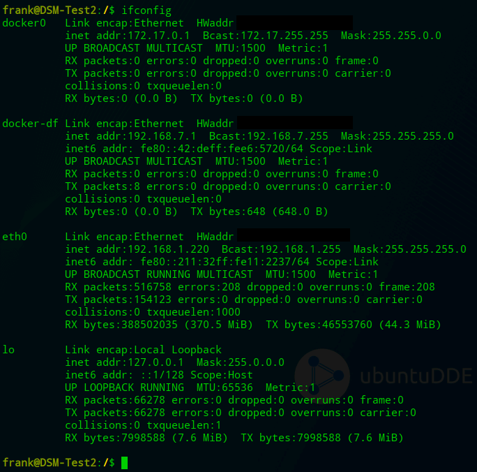 synology nas pi-hole setup - ifconfig settings