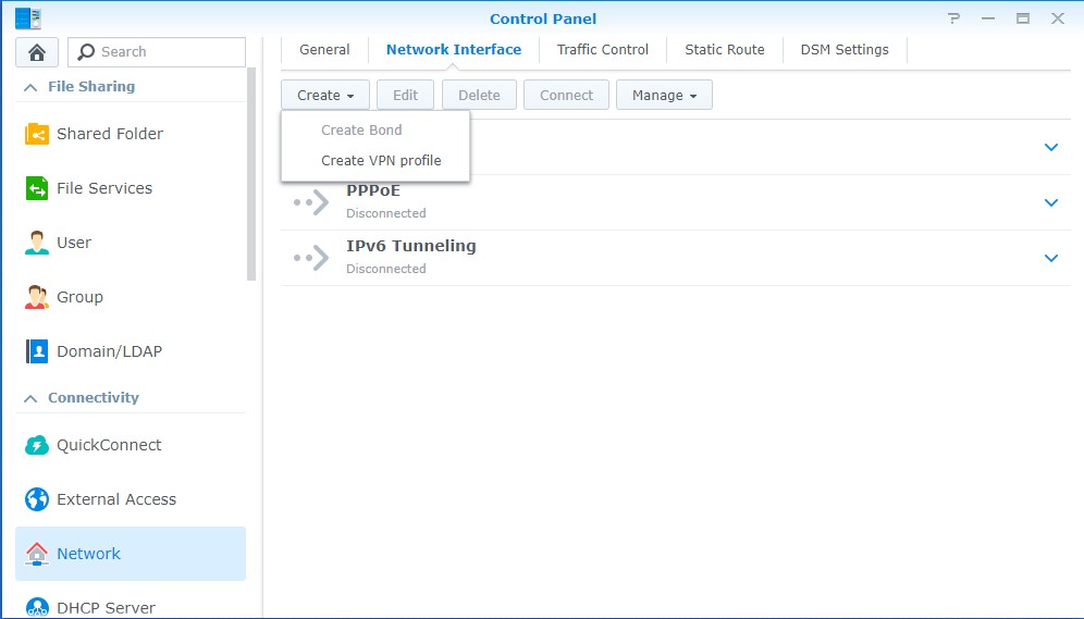 create vpn profile on synology dsm