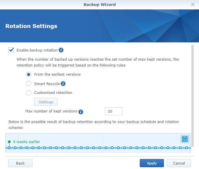 backup rotation for hyper backup task