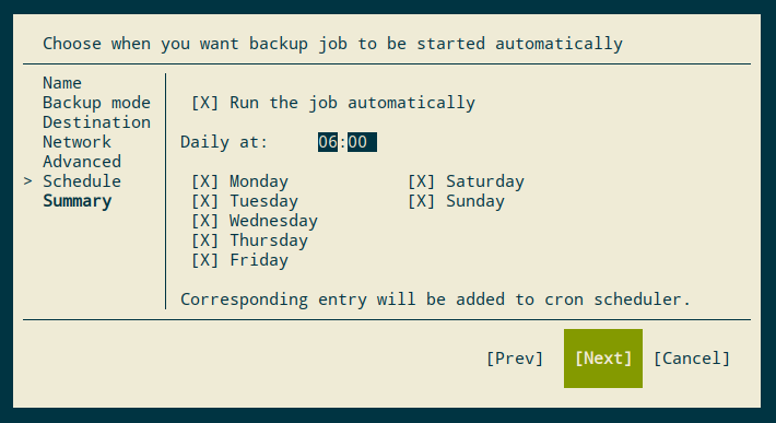 job schedule for veeam