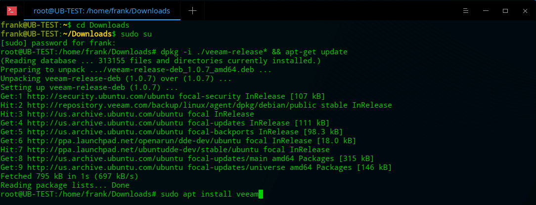 veeam install on linux