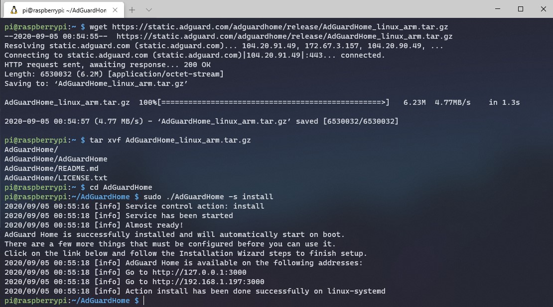 raspbian adguard