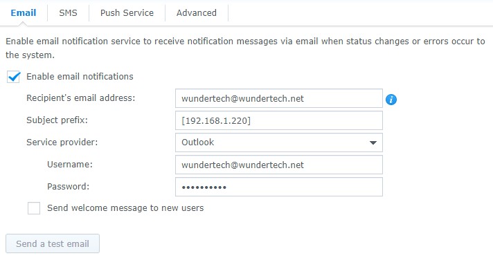 synology nas notifications - notification setup for emails