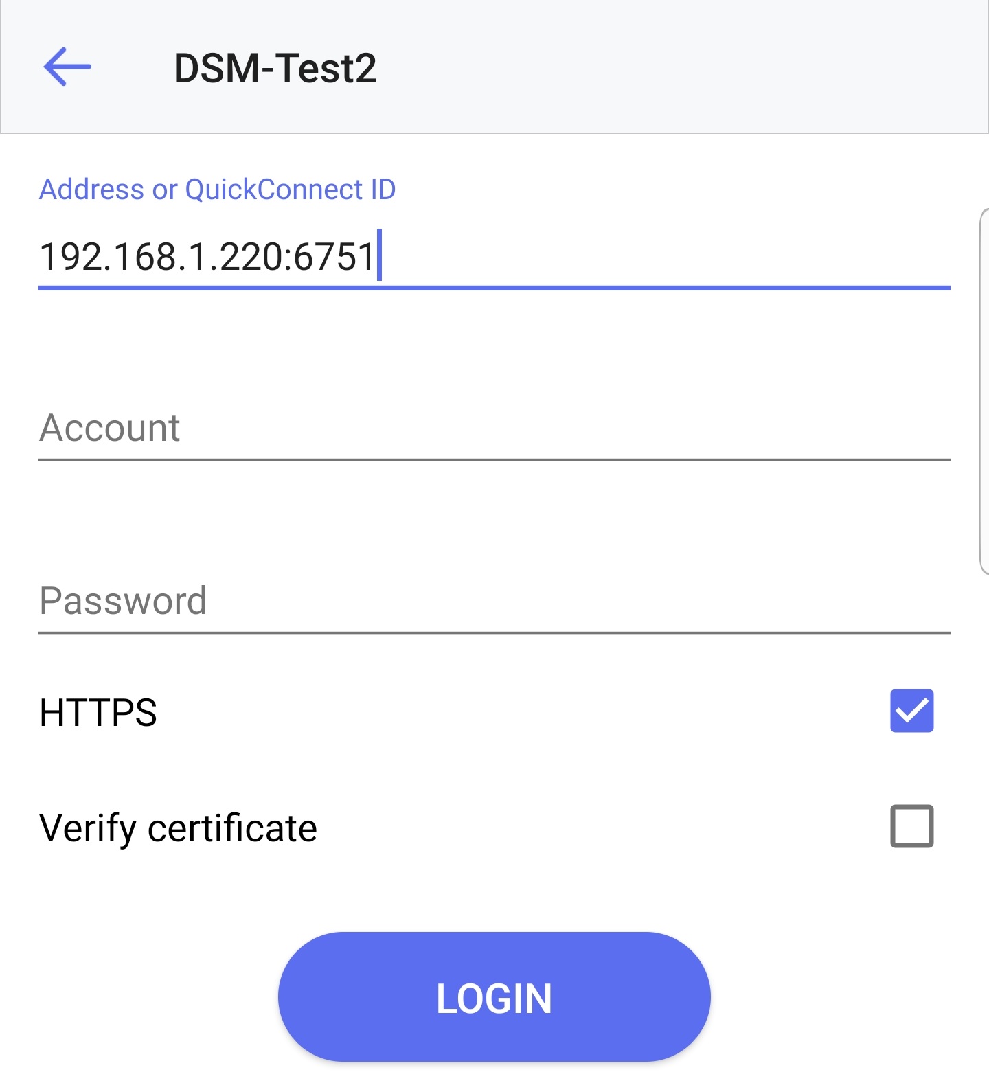 connecting to DSM via the mobile application