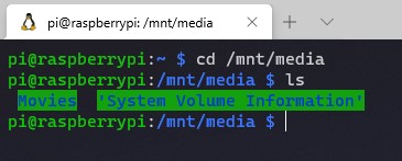 emby raspberry pi - navigating to the media folder