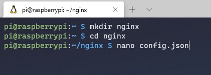 make nginx folder and create a config file