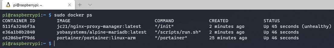 show running containers