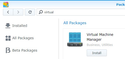 Synology DSM Virtual Machine manager package