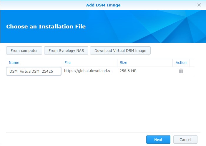 Synology DSM Virtual Machine image to install