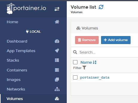portainer volumes section