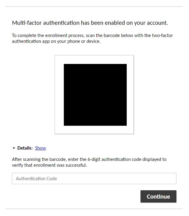 multi-factor authentication on web page